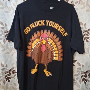 Black Graphic T-Shirt with Turkey Design